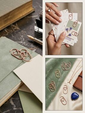 New 90 Count Rose Gold Heart Paper Clips